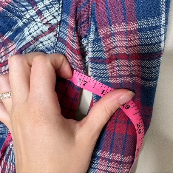Joe's Jeans Red and Blue Button Down fringe bottom Shirt NWT xs - Picture 6 of 11